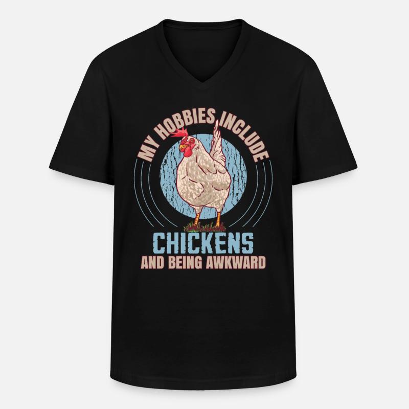 My Hobbies Include Chickens - Men's V-Neck T-Shirt - black