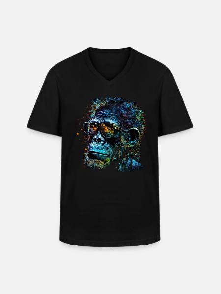 Affe Geschenkidee Monkey Zoo - Männer-T-Shirt mit V-Ausschnitt - Schwarz