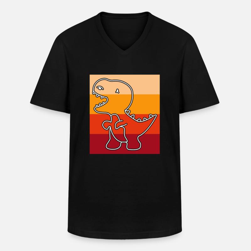 Dino Dinosaurier Retro - Männer-T-Shirt mit V-Ausschnitt - Schwarz