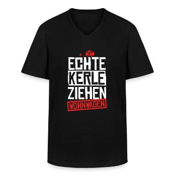 Echte Kerle Ziehen Wohnwagen Campen Camper Camping - Männer-T-Shirt mit V-Ausschnitt - Schwarz - Vorne - AI Model Male 178 dark (178cm)