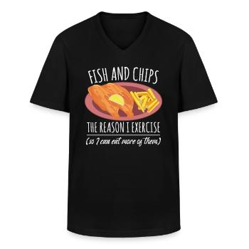 Fish And Chips - T-shirt col V Homme - noir - Devant - AI Model Male 178 dark (178cm)