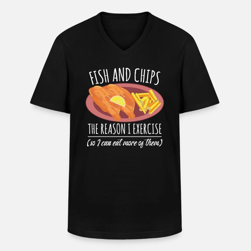 Fish And Chips - Men's V-Neck T-Shirt - black