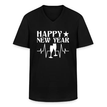 Happy New Year! - Men's V-Neck T-Shirt - black - Front - AI Model Male 178 dark (178cm)