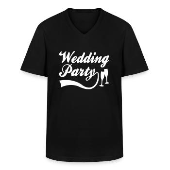 Fête de mariage - T-shirt col V Homme - noir - Devant - AI Model Male 178 dark (178cm)