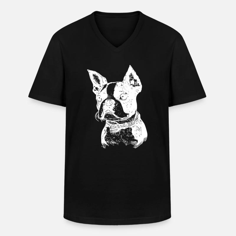 Boston Terrier - Männer-T-Shirt mit V-Ausschnitt - Schwarz