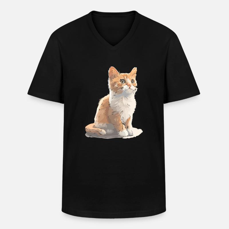 Cat cute cat drawing - Men's V-Neck T-Shirt - black