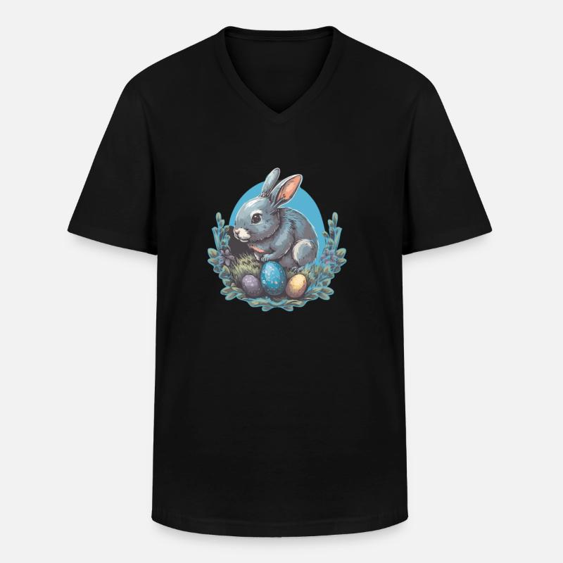 Osterhase - Männer-T-Shirt mit V-Ausschnitt - Schwarz