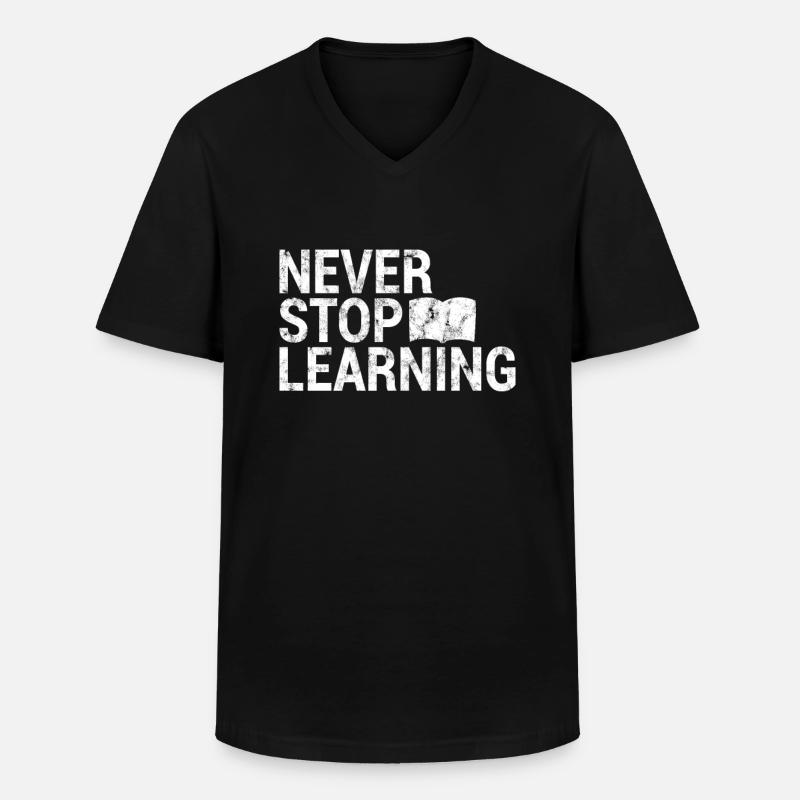 Lernen Lesen Spruch - Männer-T-Shirt mit V-Ausschnitt - Schwarz