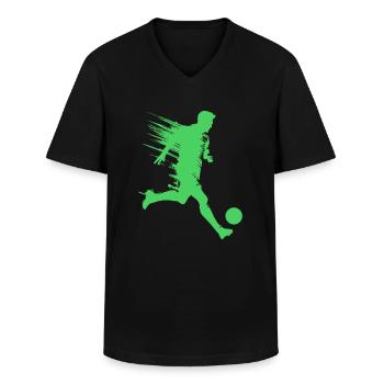 Fußball Fußballer Silhouette - Männer-T-Shirt mit V-Ausschnitt - Schwarz - Vorne - AI Model Male 178 dark (178cm)