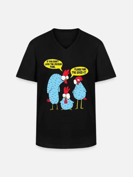 Chicken Puns - Men's V-Neck T-Shirt - black