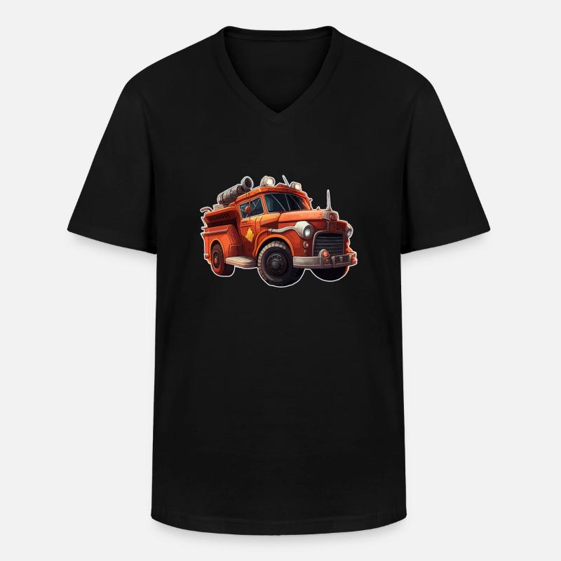 Fire engine fire brigade - Men's V-Neck T-Shirt - black