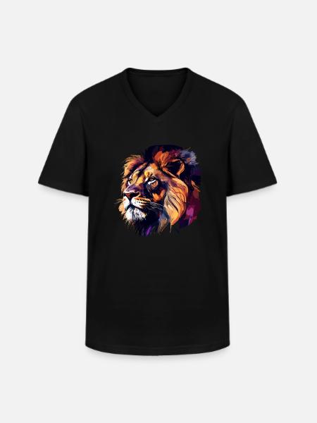 Lion - Men's V-Neck T-Shirt - black