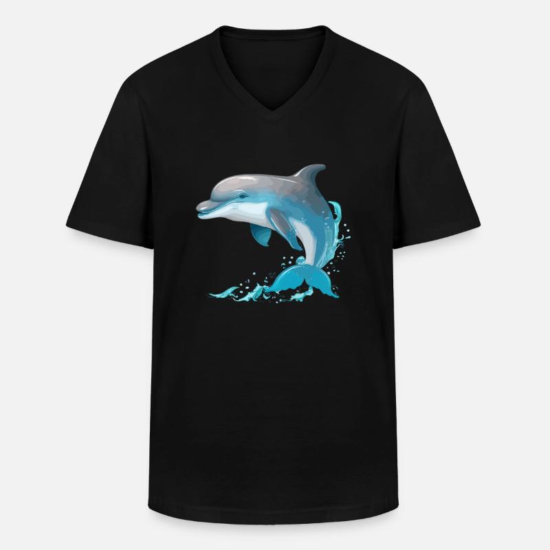 Delfin - Männer-T-Shirt mit V-Ausschnitt - Schwarz