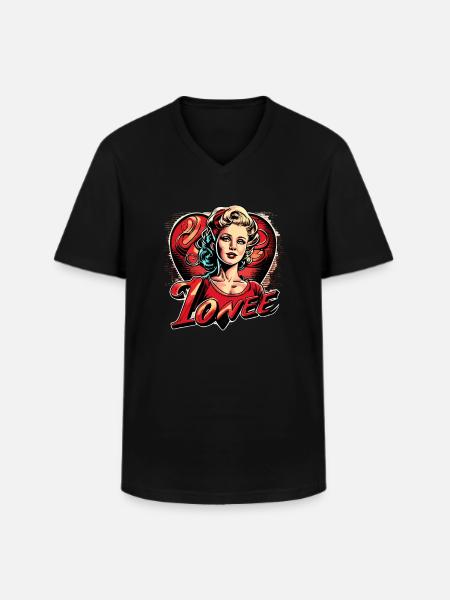 Love In Love Logo - Men's V-Neck T-Shirt - black
