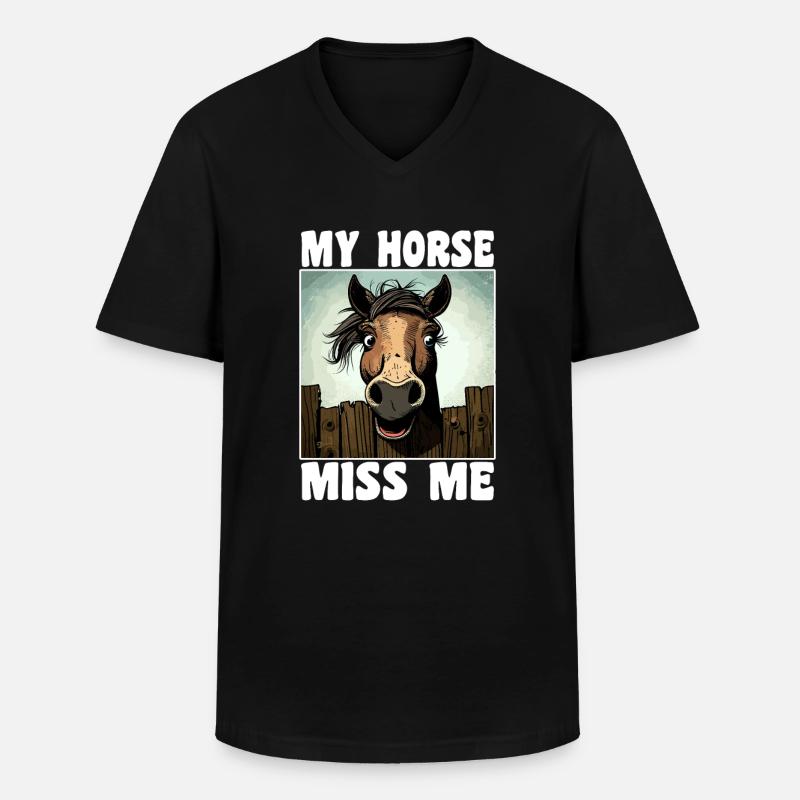 Lustiger Pferde Spruch - Männer-T-Shirt mit V-Ausschnitt - Schwarz