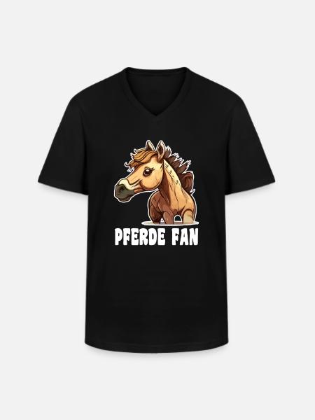 Pferd comic cartoon style - Männer-T-Shirt mit V-Ausschnitt - Schwarz