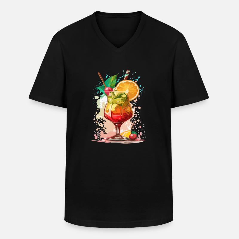 Cocktail - Männer-T-Shirt mit V-Ausschnitt - Schwarz