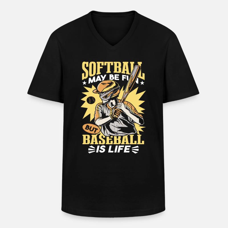 Baseball ist Leben - Männer-T-Shirt mit V-Ausschnitt - Schwarz