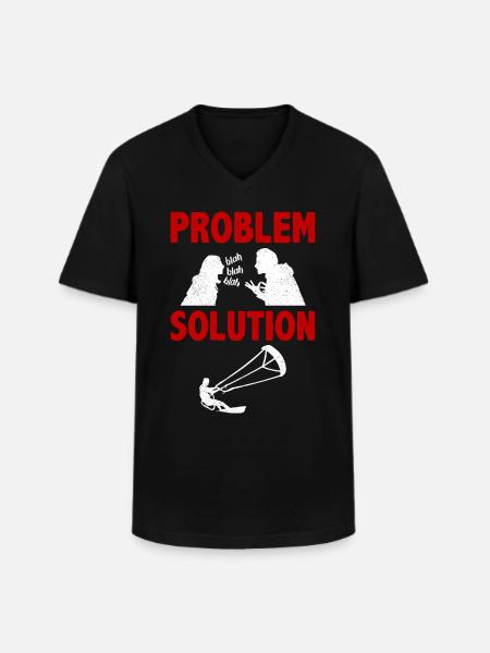 Kiteboarding Kitesurfing Extreme Problem Solution - Men's V-Neck T-Shirt - black