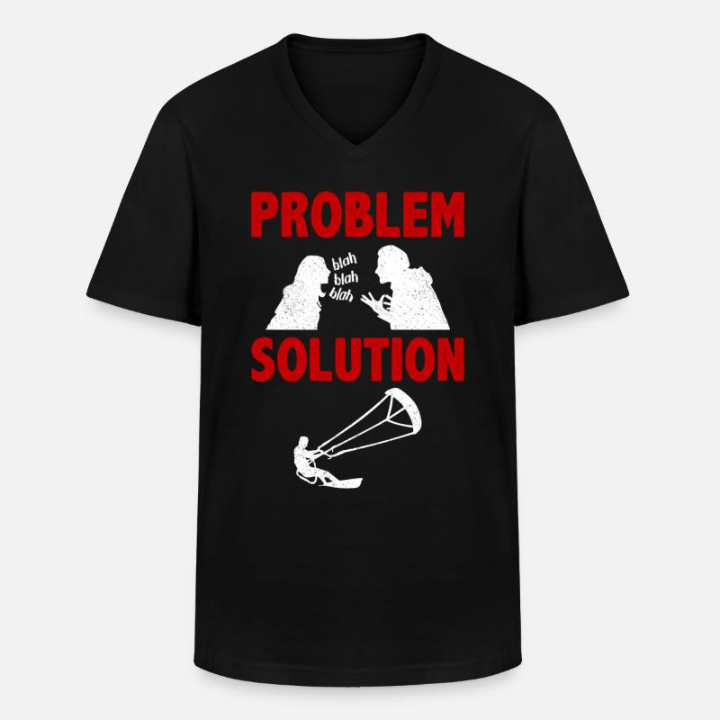 Kiteboarding Kitesurfing Extreme Problem Solution - Men's V-Neck T-Shirt - black