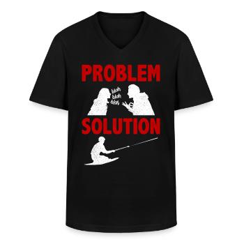 Knee Boarding Aquatic Sport Problem Solution Hobby - T-shirt col V Homme - noir - Devant - AI Model Male 178 dark (178cm)