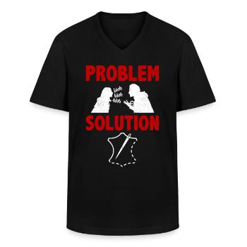 Leather Crafts Leather Wallet Problem Solution - Männer-T-Shirt mit V-Ausschnitt - Schwarz - Vorne - AI Model Male 178 dark (178cm)