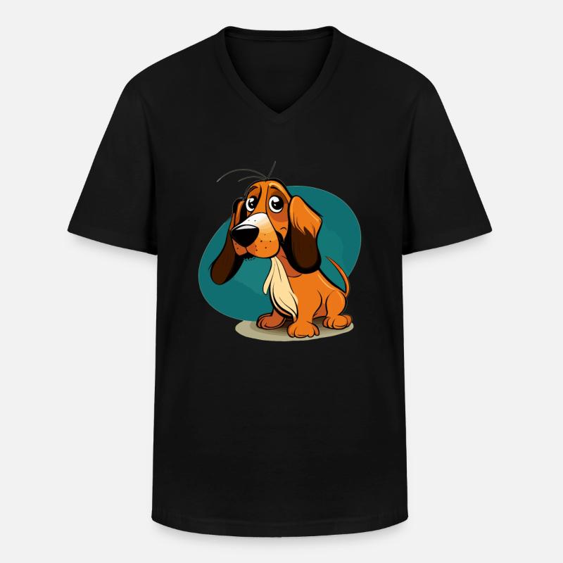Hund im comic style - Männer-T-Shirt mit V-Ausschnitt - Schwarz