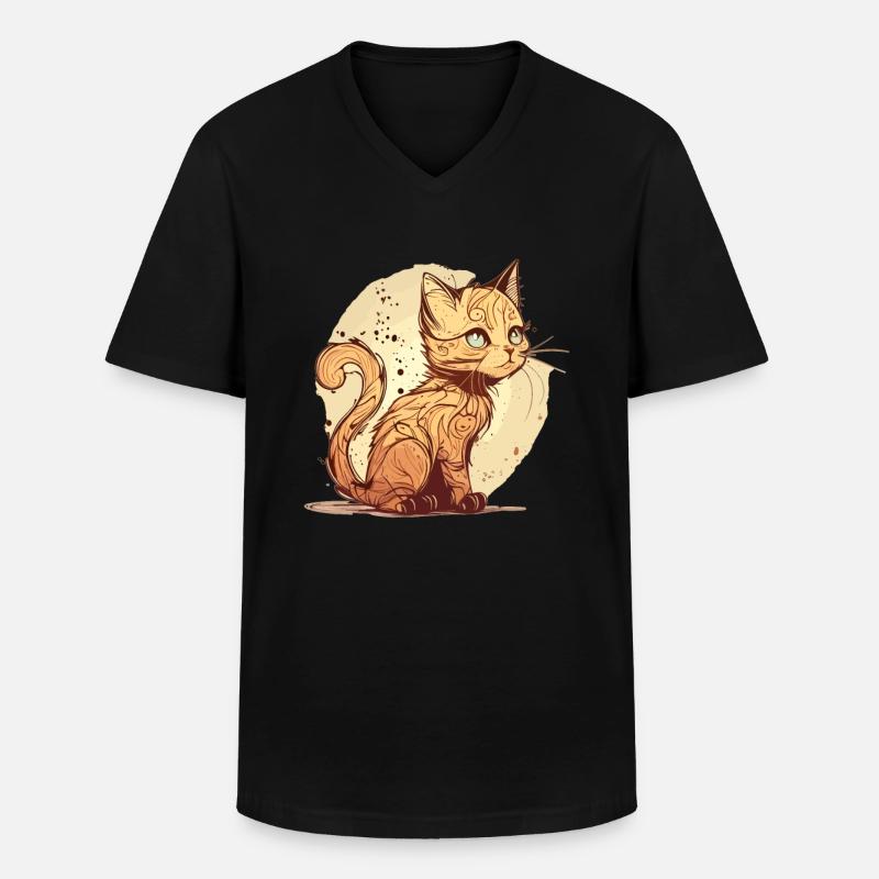 Katze im comic style - Männer-T-Shirt mit V-Ausschnitt - Schwarz