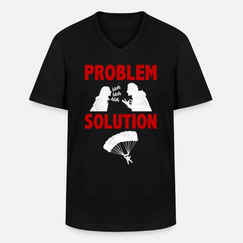 Parachuting Parachutists Problem Solution Hobby - Männer-T-Shirt mit V-Ausschnitt - Schwarz