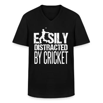 Facilement distrait par le cricket - T-shirt col V Homme - noir - Devant - AI Model Male 178 dark (178cm)