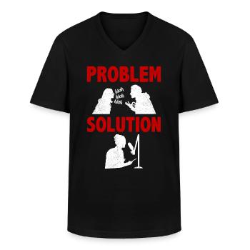Podcast Hébergement Podcaster Problème Solution Hobby - T-shirt col V Homme - noir - Devant - AI Model Male 178 dark (178cm)