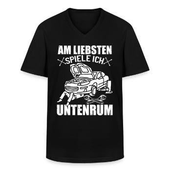 Am Liebsten Spiele Ich Untenrum | KFZ Mechaniker - Männer-T-Shirt mit V-Ausschnitt - Schwarz - Vorne - AI Model Male 178 dark (178cm)