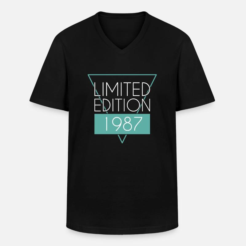Édition limitée 1987 - T-shirt col V Homme - noir