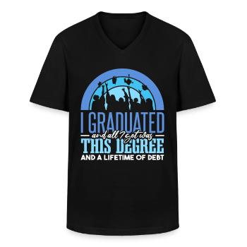 Ich habe meinen Abschluss gemacht und alles, was ich bekommen habe, war das - Männer-T-Shirt mit V-Ausschnitt - Schwarz - Vorne - AI Model Male 178 dark (178cm)