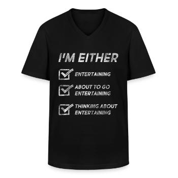Citations amusantes divertissantes Amusement des amants - T-shirt col V Homme - noir - Devant - AI Model Male 178 dark (178cm)
