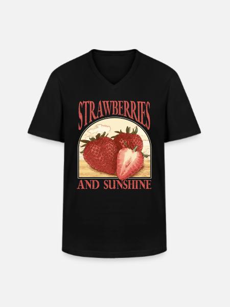 Fraise millésimée - T-shirt col V Homme - noir