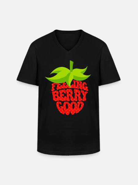 Cute Strawberry - Men's V-Neck T-Shirt - black