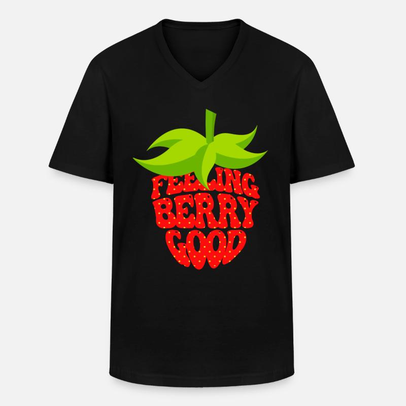 Niedliche Erdbeere - Männer-T-Shirt mit V-Ausschnitt - Schwarz