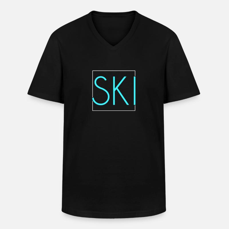 Ski Schriftzug - Männer-T-Shirt mit V-Ausschnitt - Schwarz