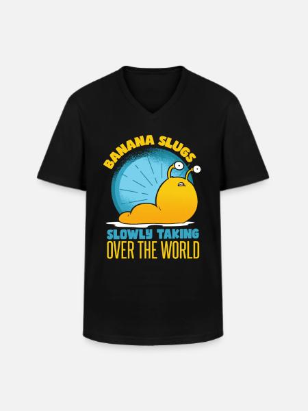 Funny Banana Slug - Men's V-Neck T-Shirt - black