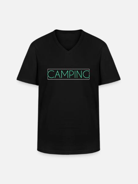 camping lettering - Men's V-Neck T-Shirt - black