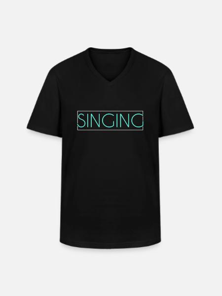 Singing lettering - Men's V-Neck T-Shirt - black