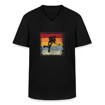 Eishockey Retro - Männer-T-Shirt mit V-Ausschnitt - Schwarz - Vorne - AI Model Male 178 dark (178cm)