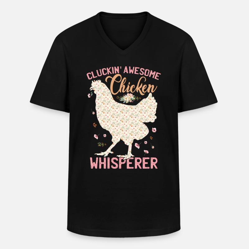 Gackernder genialer Hühnerflüsterer - Männer-T-Shirt mit V-Ausschnitt - Schwarz