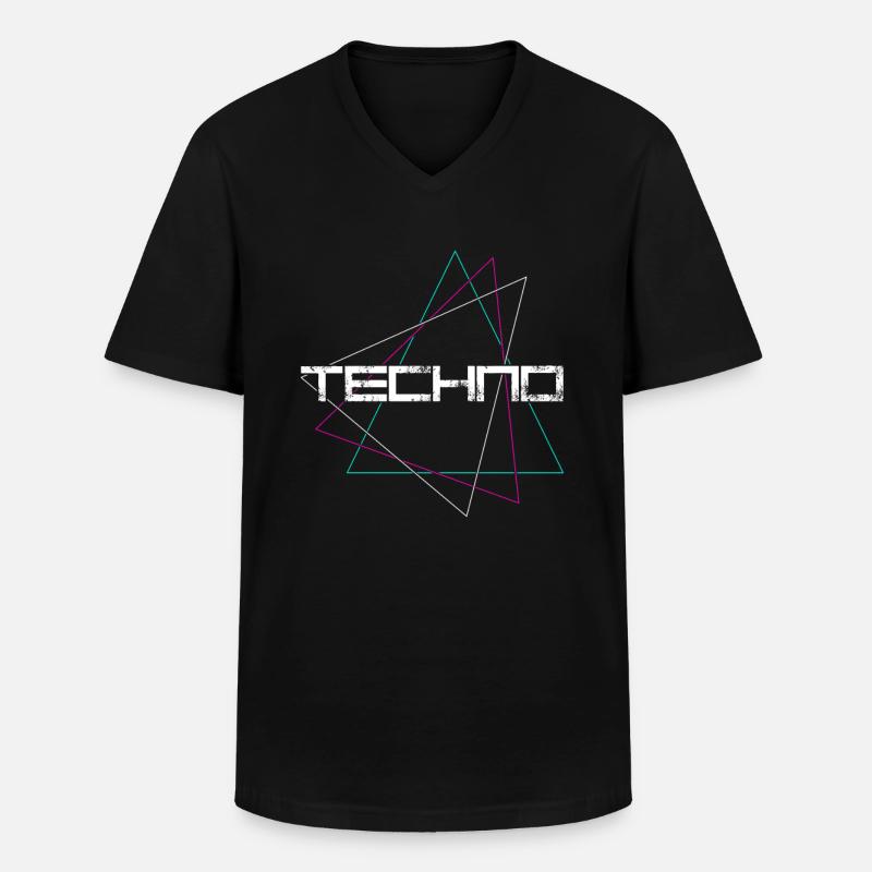 Techno - Männer-T-Shirt mit V-Ausschnitt - Schwarz