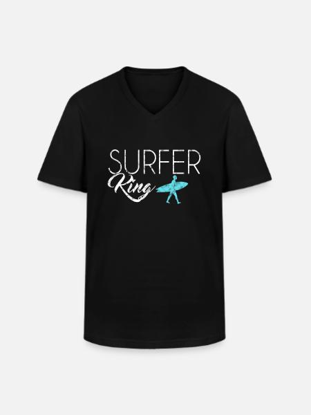 Surfer King - T-shirt col V Homme - noir