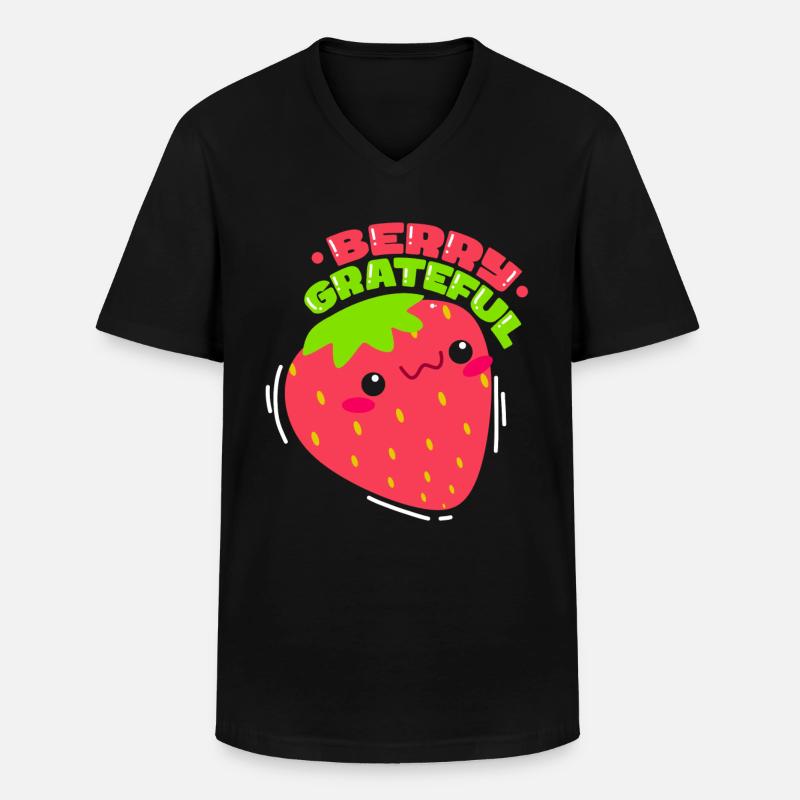 Berry Grateful Strawberry Fruit Lover - Männer-T-Shirt mit V-Ausschnitt - Schwarz