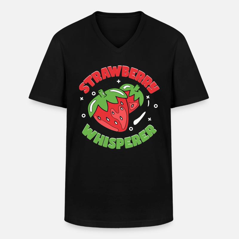 Erdbeer-Flüsterer - Männer-T-Shirt mit V-Ausschnitt - Schwarz