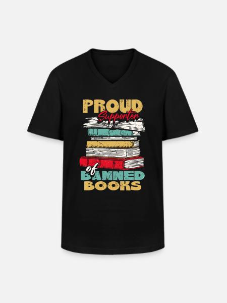 Fier partisan des livres interdits - T-shirt col V Homme - noir