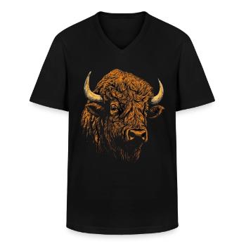 Bison Cadeau Animal Amoureux Animal Motif Animal - T-shirt col V Homme - noir - Devant - AI Model Male 178 dark (178cm)